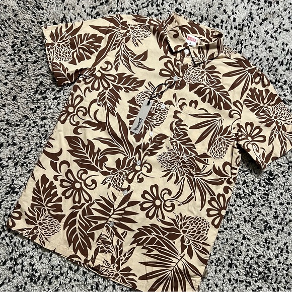 Birdwell Beach Britches Hawaiian Shirt Tan Brown Short Sleeve Men’s Size Small - Picture 2 of 11